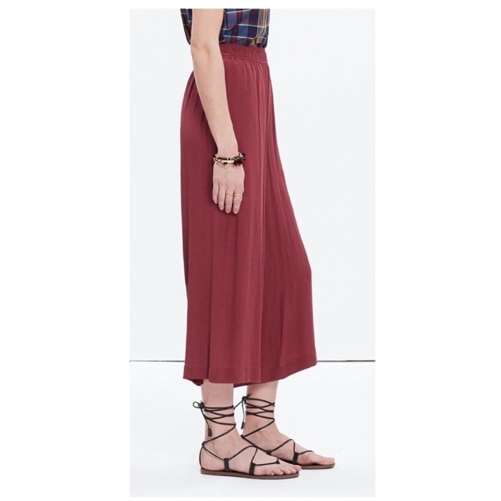 Madewell Clemente Dusted Rose Dark Mauve Pink Wide Leg Crop Culottes Pants Sz Lg